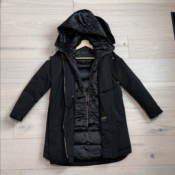 Massimo Dutti Jackets & Blazers - [Massimo Dutti] Black Hooded Puffer Jacket